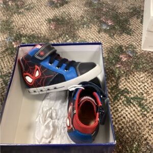 Geox Kids Black and Red Spider Sneakers